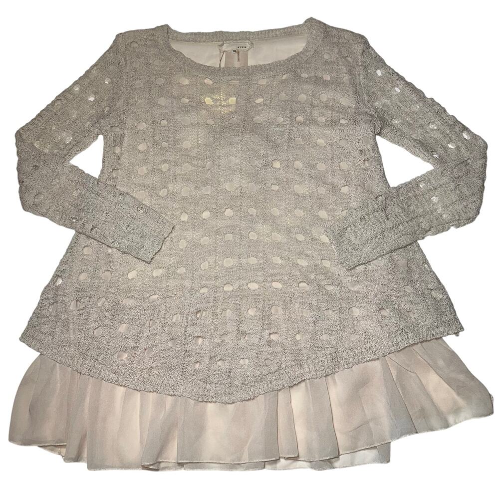 A'reve Anthropologie Cut Out Sweater Top Cream Women’s Size S/M